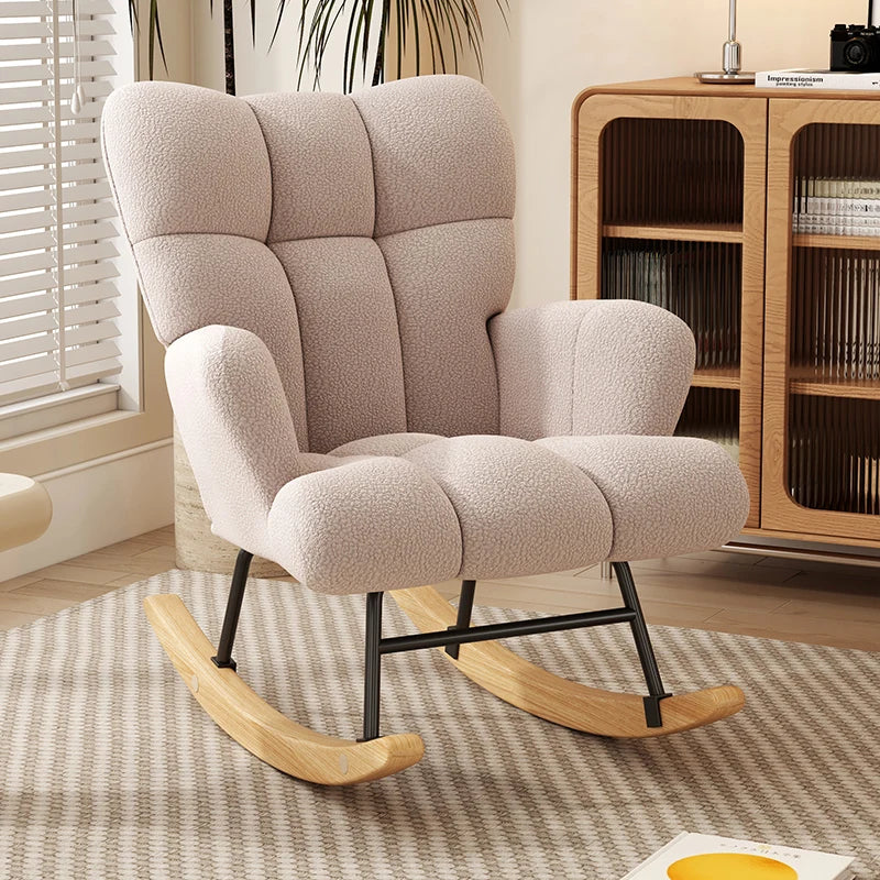 Rocking Chair, Velvet Fabric, Solid Wood,  Rocking Chair
