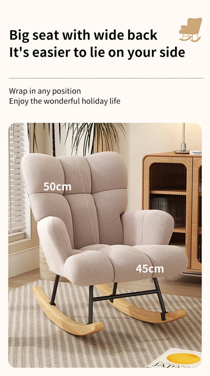 Rocking Chair, Velvet Fabric, Solid Wood,  Rocking Chair