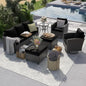 6pc PE Rattan Sectional Sofa, Swivel Chair & Side Table 4" Cushions