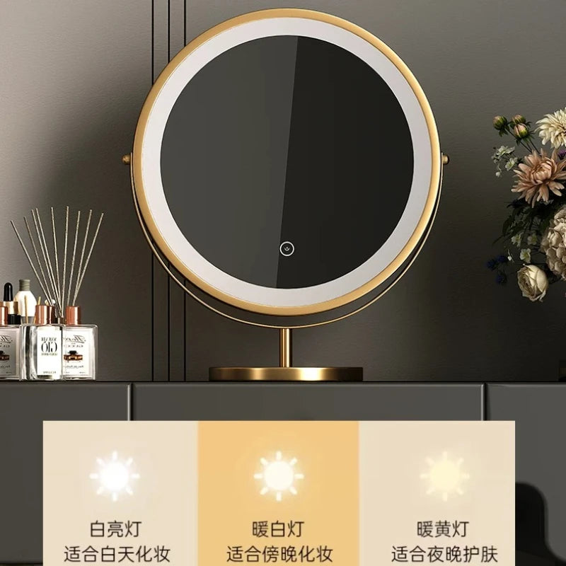 Bedroom Dressing Table Dresser Makeup Mirror Storage Cabinet Light, Luxury Premium Vanity Desk Toiletries Table