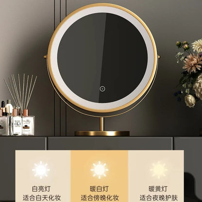Bedroom Dressing Table Dresser Makeup Mirror Storage Cabinet Light, Luxury Premium Vanity Desk Toiletries Table