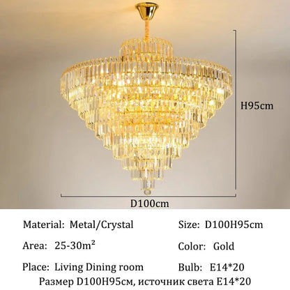 Luxury French Gold Crystal Chandeliers Lighting for Living Room Ceiling Pendant,  Dining Table Light Fixtures