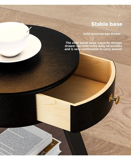 Bedroom Minimalist Nightstands Small Space Round  Table With Wireless Charger
