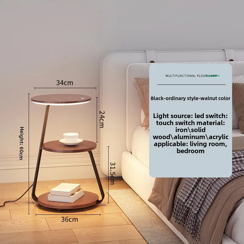 Bedroom Minimalist Nightstands Small Space Round  Table With Wireless Charger