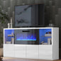 68" High Gloss Fireplace TV Stand with 40" LED Insert, Glass Shelves, Black, Customized