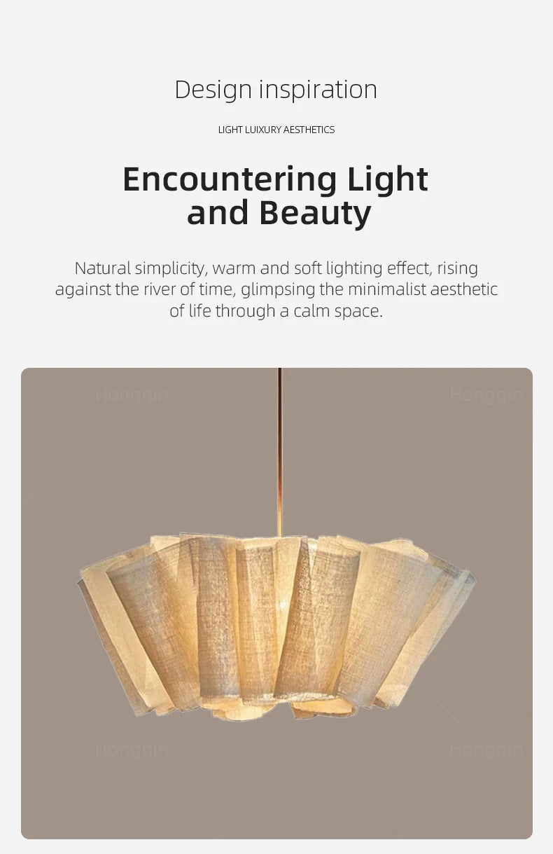 Wabi Sabi Chandelier Handmade Fabric LED Pendant Lights Vintage Design