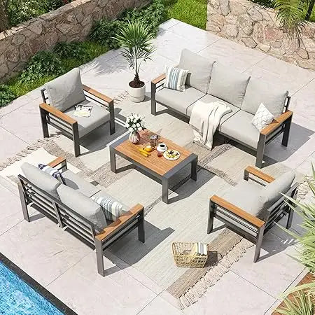 Aluminum Patio Furniture, Oversized Sectional, Washable Thick Cushions, Coffee Table