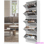 Shoe Storage Cabinet with Full Length Mirror, 30 Pairs & 5 Flip Drawer, Free Standing