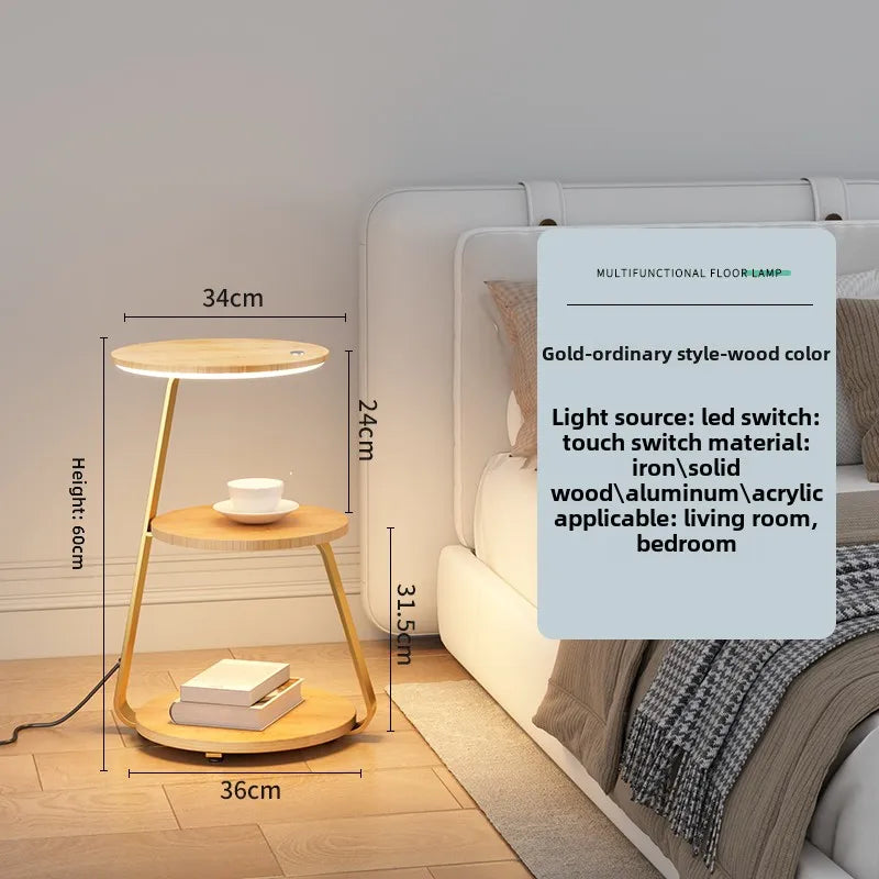 Bedroom Minimalist Nightstands Small Space Round  Table With Wireless Charger