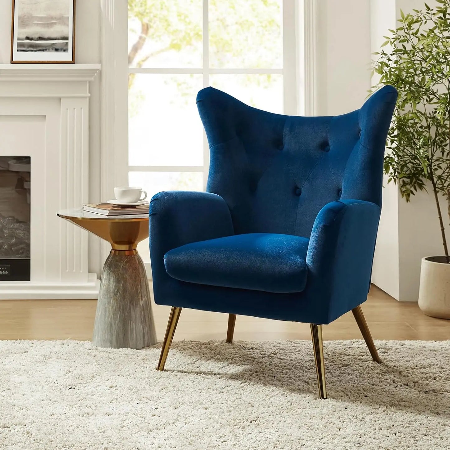 Velvet Accent Chair, Modern Wingback, Velvet Tufted Upholstered, Customized