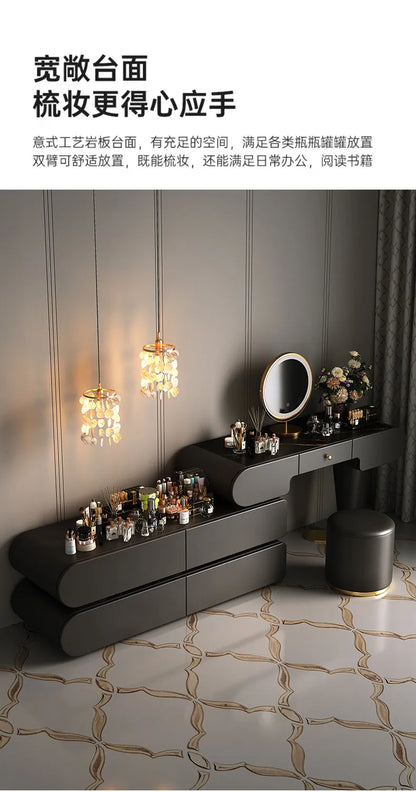 Bedroom Dressing Table Dresser Makeup Mirror Storage Cabinet Light, Luxury Premium Vanity Desk Toiletries Table