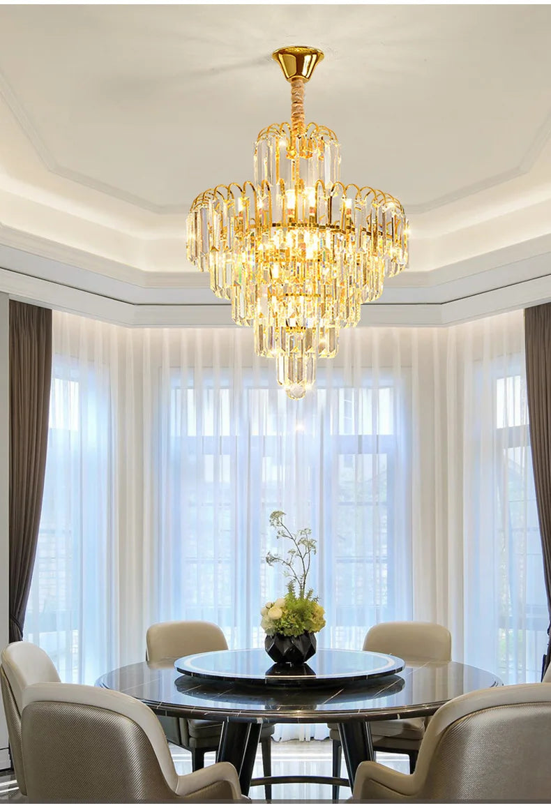 Luxury French Gold Crystal Chandeliers Lighting for Living Room Ceiling Pendant,  Dining Table Light Fixtures