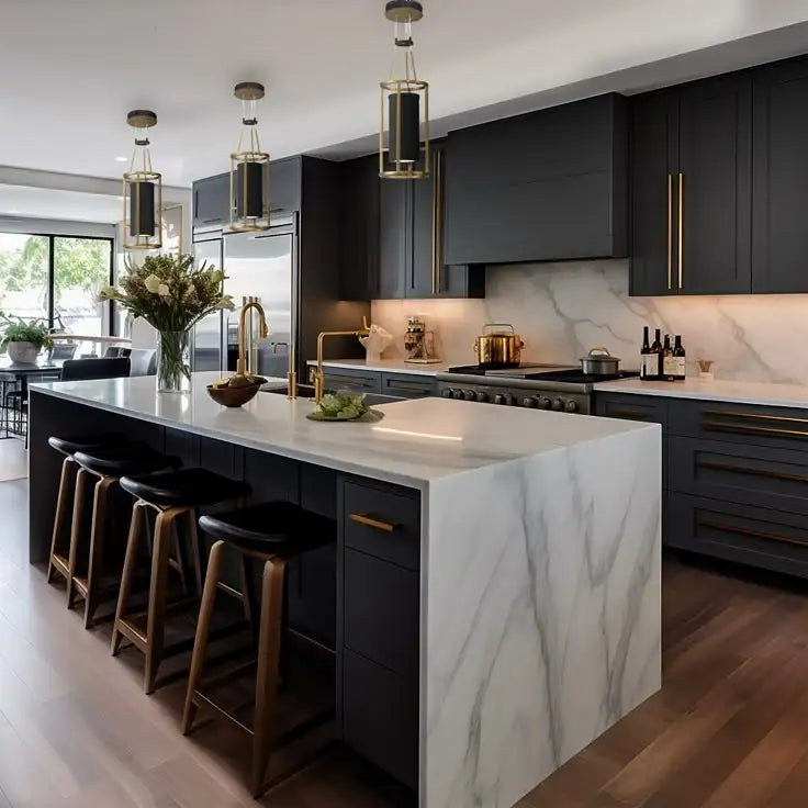 Custom High Quality Italian Luxury Design Furniture Cabinets with Island Kitchen Remodeling Custom Cabinets