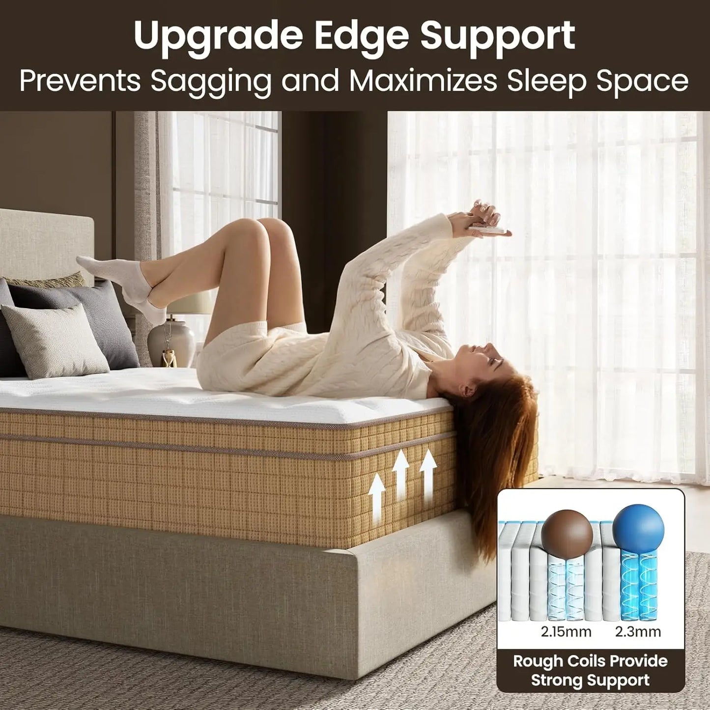 Extra Firm Mattress, 14 Inch Hybrid-Extra Lumbar & Spinal Alignment, Cooling Gel Bed