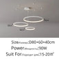 Black Rings Simple Style Modern Pendant Light,  Minimalist Chandelier Living room Dimmable Remote Lamp