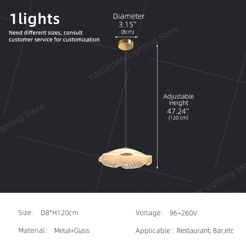 Ceiling Pendant Lamp Glass Suspension Light Dining Table, Kitchen Island bar, Pendant Light for Dining Room