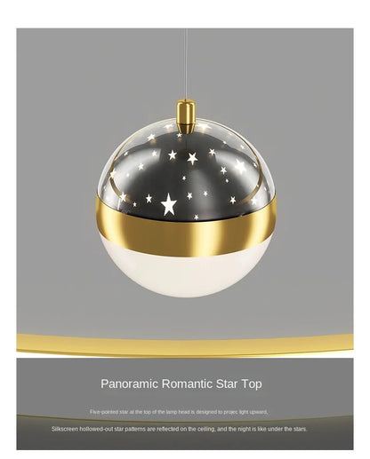 Ring Chandelier with Moon Stars Creative Black/Gold Ring Circle LED Chandelier for Bedroom Dining Room