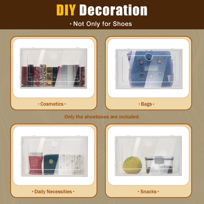 20PCS/24PCS Foldable Flip Clear Shoe Case Home Organizer 33*23*14cm
