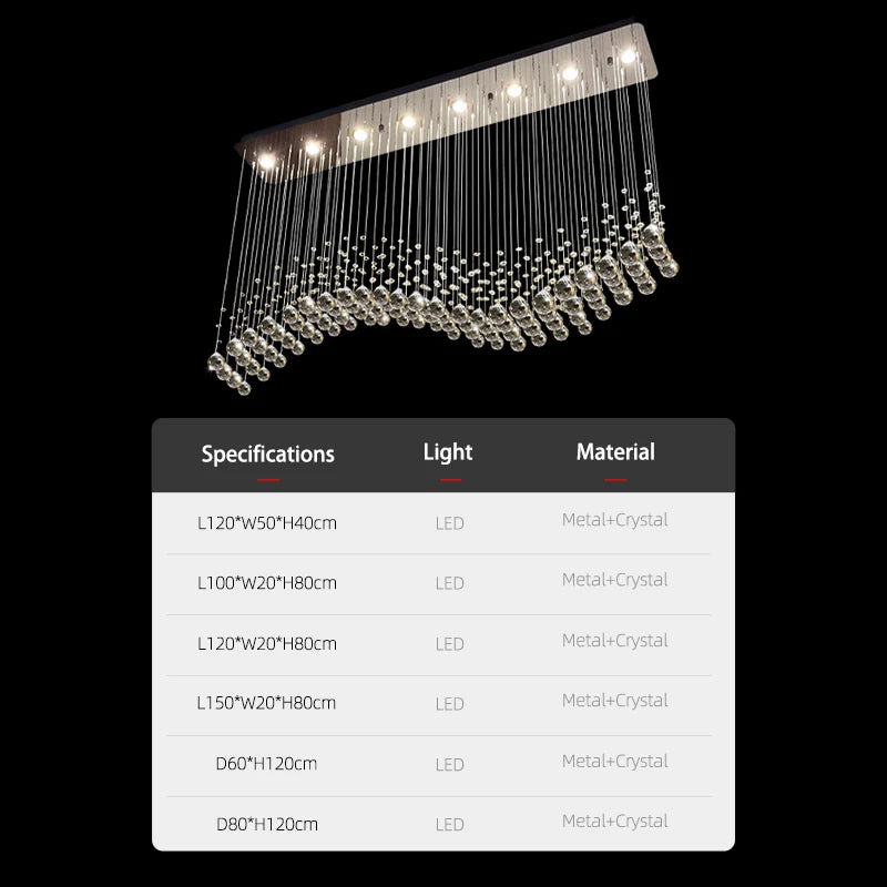 Suspension Lighting Living Room Pendant Lamp for Kitchen Over the Table Crystal Chandelier Pendants