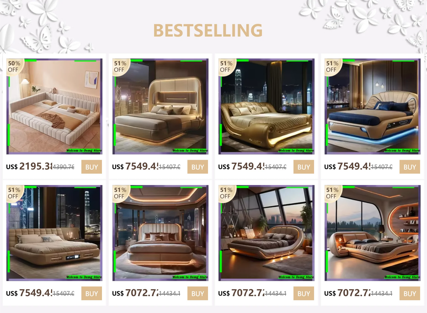Modern Luxury Frame Rail Multifunctional Bed King Size Headboard