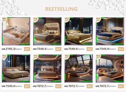 Modern Luxury Frame Rail Multifunctional Bed King Size Headboard