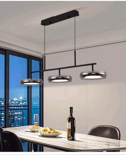 LED Modern Chandelier  With Remote Control 3 Pendant, Minimalist Dining Table Pendant Lights