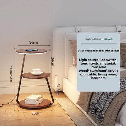 Bedroom Minimalist Nightstands Small Space Round  Table With Wireless Charger