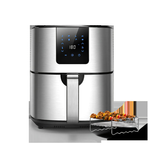 Air Fryer XL, 1500W 120V 6.8QT Stainless Steel Air Fryers Oven, Nonstick Basket, LED Touch Screen