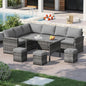 All-Weather Grey Rattan Patio Furniture Set with Sectional Sofa