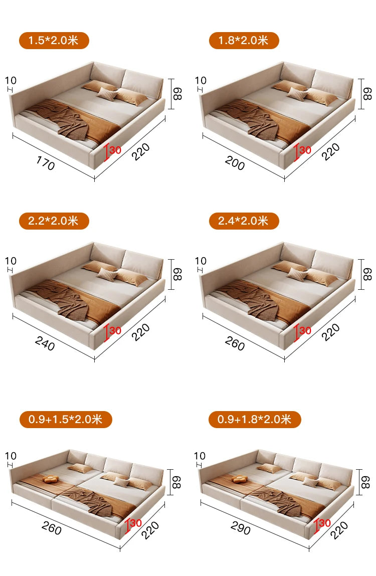 Modern Luxury Frame Rail Multifunctional Bed King Size Headboard