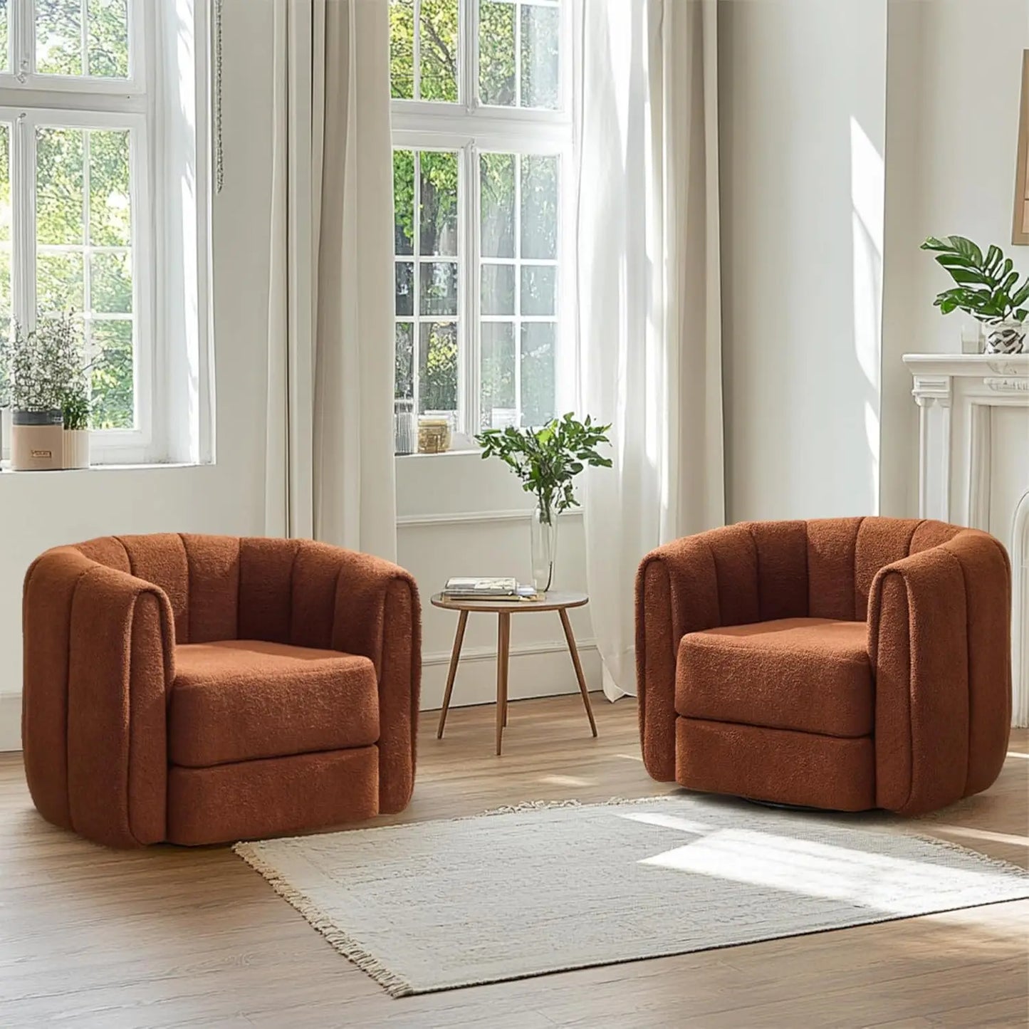 Swivel Set of 2 Comfy Upholstered Barrel Armchair Customized