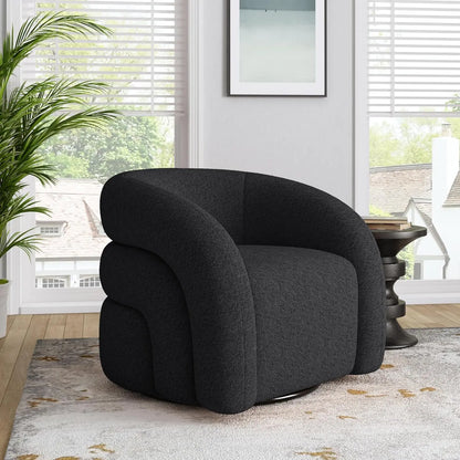 Comfy Swivel Boucle Barrel Armchair, Customized