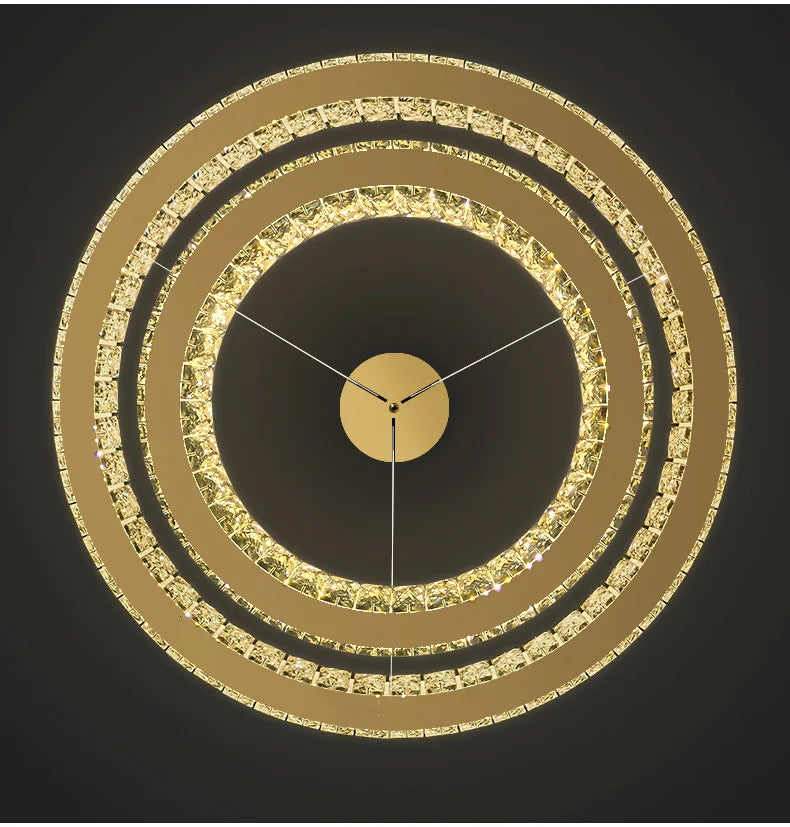 Luxury Gold Ring LED Crystal Chandeliers  Living Dining Room Villa Decoration, Pendant Lights