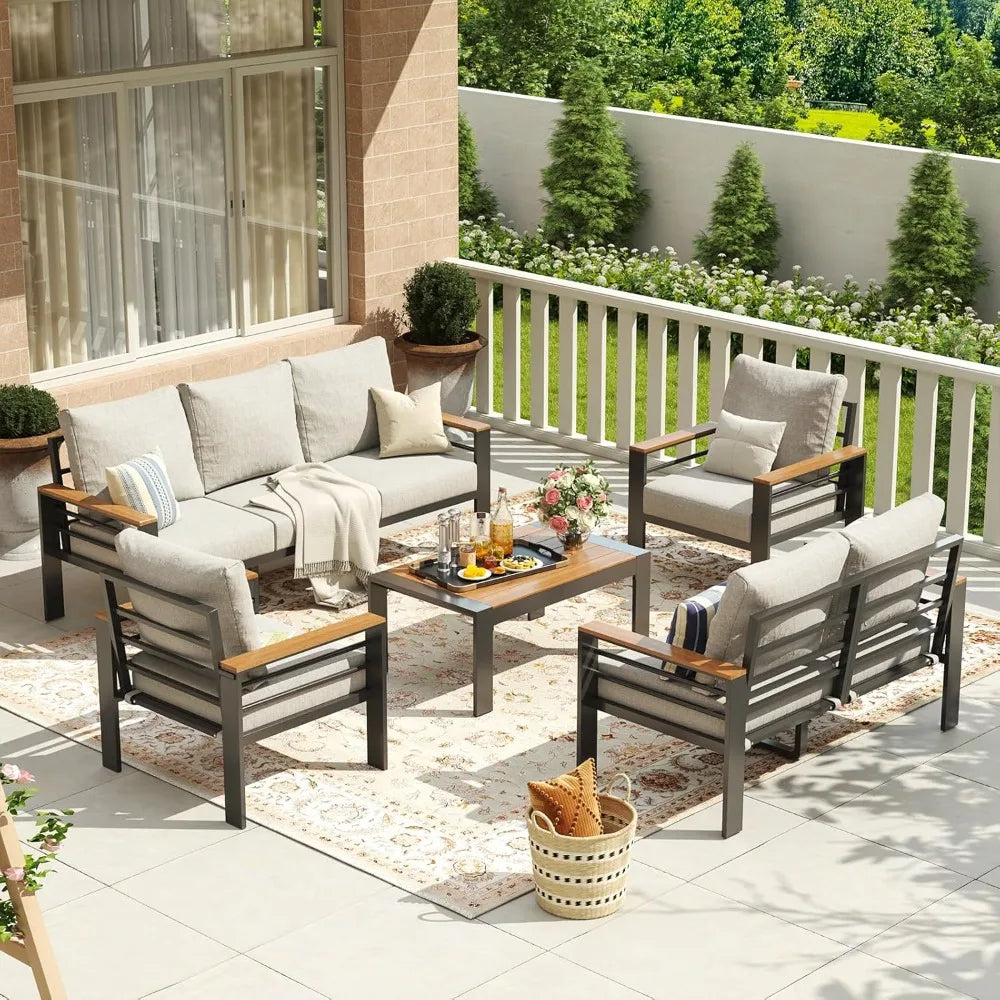 Aluminum Patio Furniture, Oversized Sectional, Washable Thick Cushions, Coffee Table