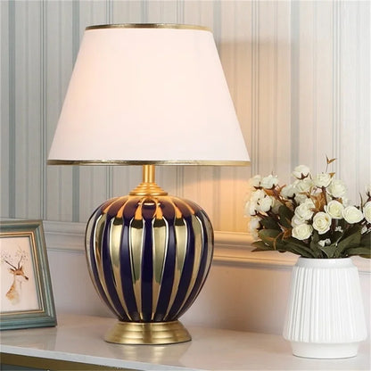 BRIGHT Copper Table Lamps Ceramic Luxury Modern Fabric for Foyer,  Living Room,, Creative Bed Room
