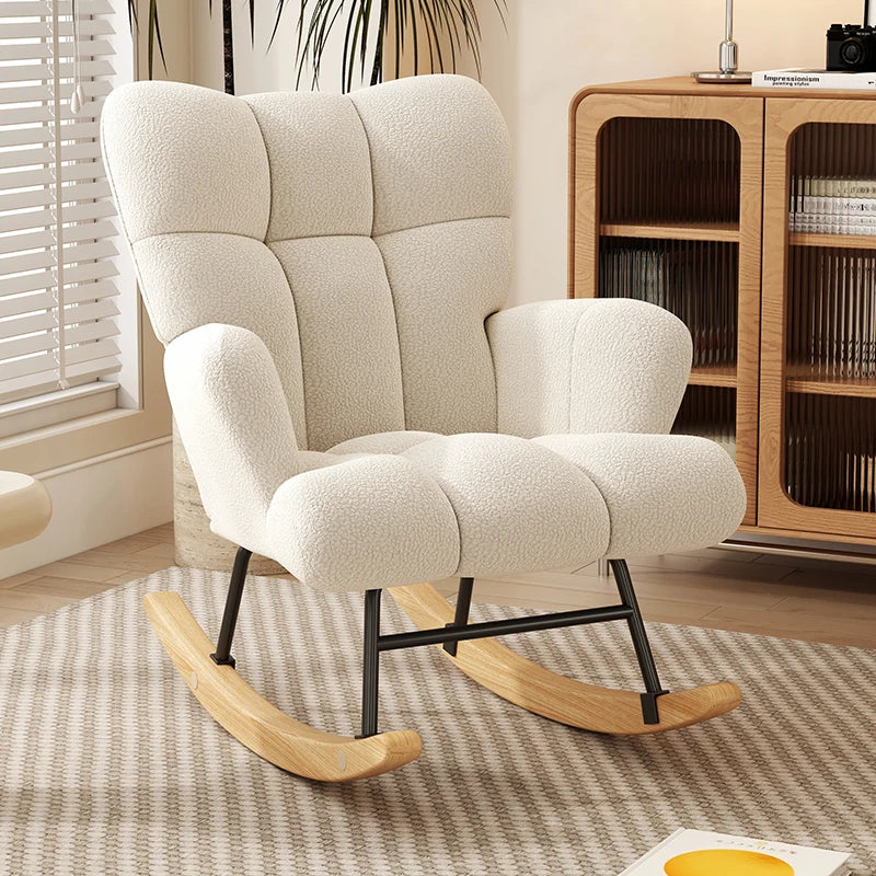 Rocking Chair, Velvet Fabric, Solid Wood,  Rocking Chair