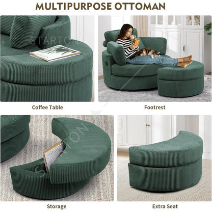 41.3" Swivel Accent Chair,with USB Charging Port, with Ottoman