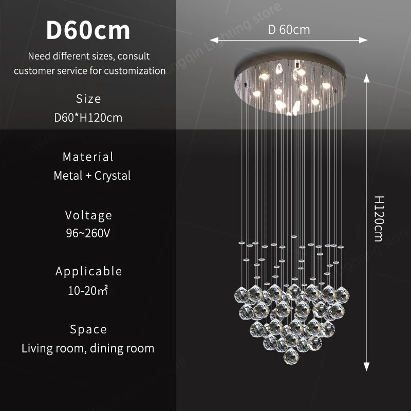 Suspension Lighting Living Room Pendant Lamp for Kitchen Over the Table Crystal Chandelier Pendants