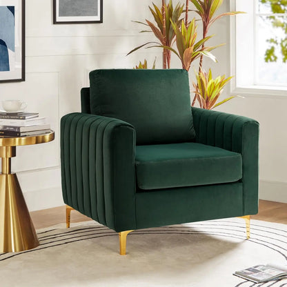Velvet Accent Chair with Gold Metal Legs, Upholstered Leisure & Reading, Customized
