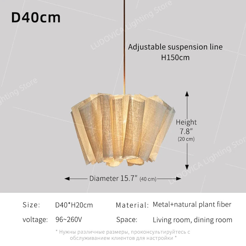 Wabi Sabi Chandelier Handmade Fabric LED Pendant Lights Vintage Design