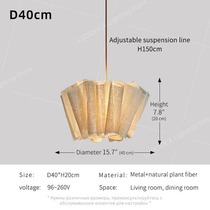 Wabi Sabi Chandelier Handmade Fabric LED Pendant Lights Vintage Design