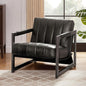 Genuine Leathe Mid Century Armchair Black Metal Frame, Customized