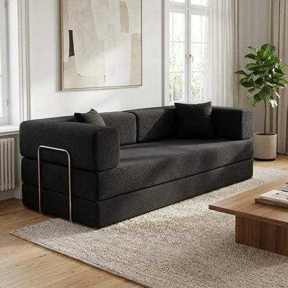 Queen Size 79' Convertible Couch 4-in-1 Folding Corduroy Futon Bed