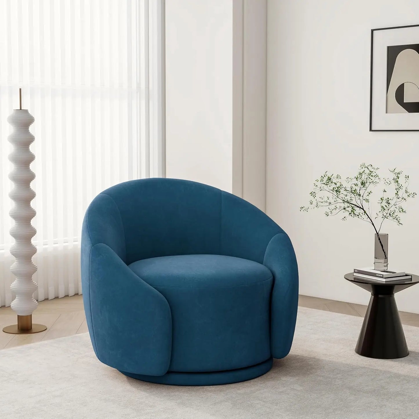 Comfy Swivel Boucle Barrel Armchair, Customized
