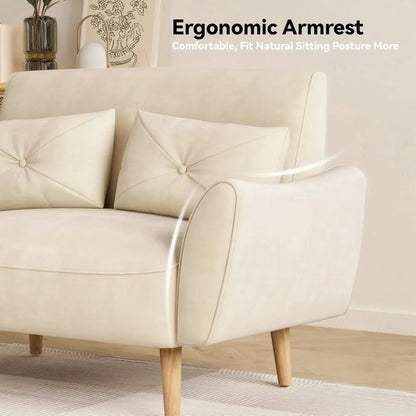 Loveseat, 47" Velvet Couch, Convertible Wooden Tray & Ergonomic Armrest, for Small Space, Apartment ,Customized