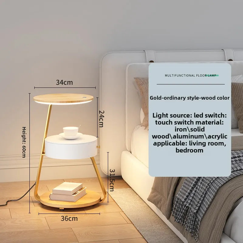 Bedroom Minimalist Nightstands Small Space Round  Table With Wireless Charger