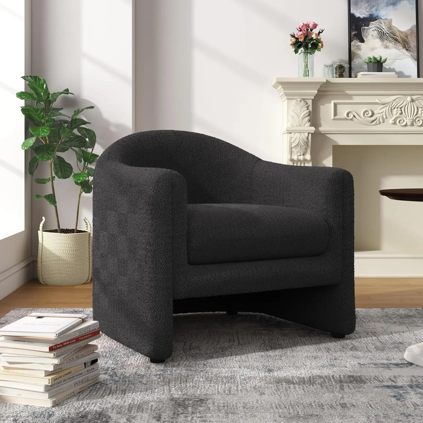 Comfy Swivel Boucle Barrel Armchair, Customized