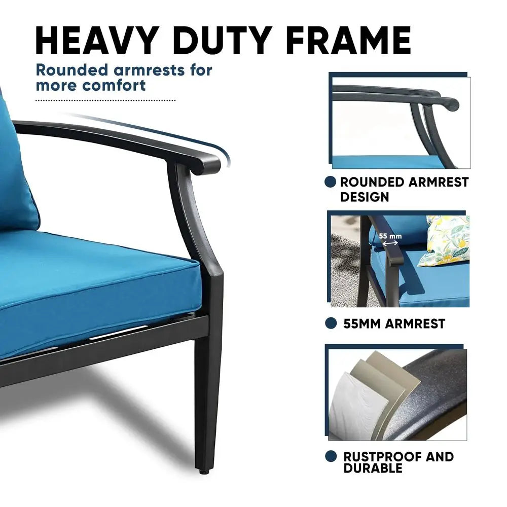 Oversized Patio Set w Deep Seating, Water Repellent Cushions,