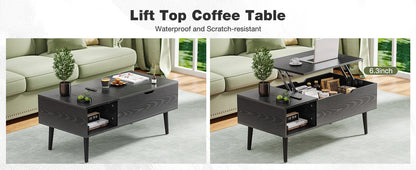 JHK Lift Top 39.37"x19.7" Desk Tea Wood Dining Tables Adjustable Storage Shelf Easy Lift Or Lower