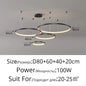 Black Rings Simple Style Modern Pendant Light,  Minimalist Chandelier Living room Dimmable Remote Lamp